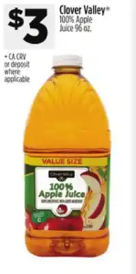 Dollar General Clover valley 100% apple juice offer