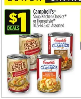 Dollar General Campbell's soup kitchen classics or homestyle offer