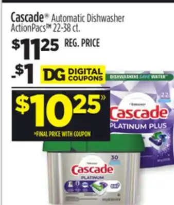 Dollar General Cascade automatic dishwasher actionpacs offer