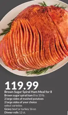 Hy-Vee Brown sugar spiral ham meal for 8 offer