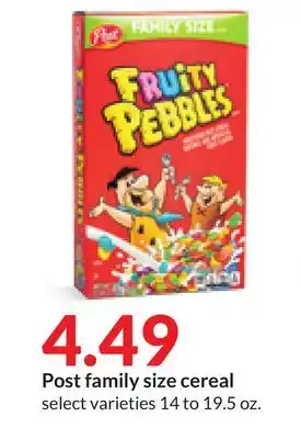 Hy-Vee Post family size cereal offer