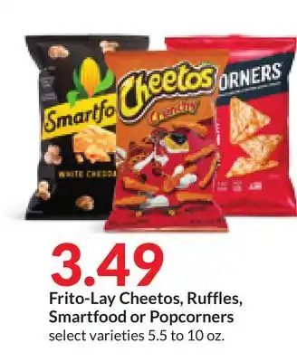 Hy-Vee Frito-lay cheetos, ruffles, smartfood or popcorners offer