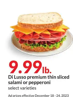 Hy-Vee Di lusso premium thin sliced salami or pepperoni offer