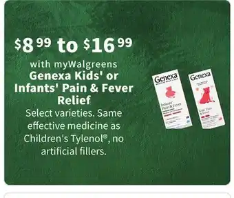 Walgreens Genexa kids' or infants' pain & fever relief offer