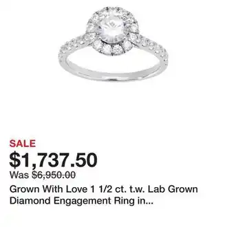 Belk Grown with love 1 1/2 ct. t.w. lab grown diamond engagement ring in 14k white gold offer
