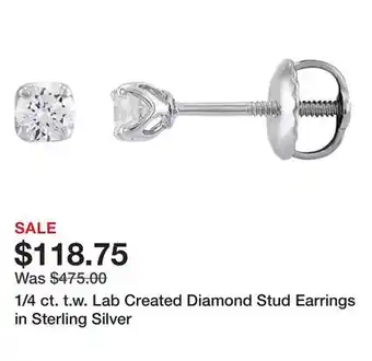 Belk 1/4 ct. t.w. lab created diamond stud earrings in sterling silver offer
