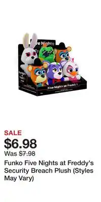 Game Stop Funko five nights at freddy's security breach plush (styles may vary) offer