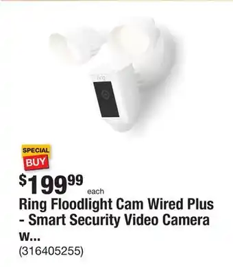 The Home Depot Ring floodlight cam wired plus - smart security video camera with 2 led lights, 2-way talk, color night vision, white offer