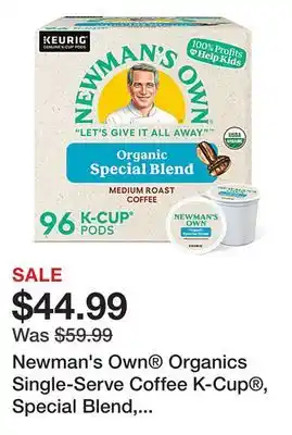 Office Depot Newman's own organics single-serve coffee k-cup , special blend, carton of 96, 4 x 24 per box offer