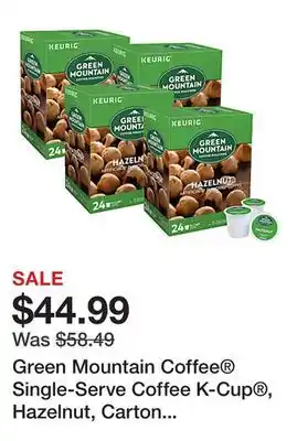 Office Depot Green mountain coffee single-serve coffee k-cup , hazelnut, carton of 96, 4 x 24 per box offer