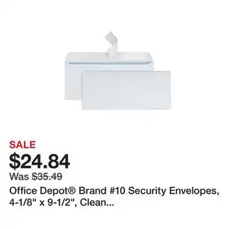 Office Depot Office depot brand #10 security envelopes, 4-1/8 x 9-1/2, clean seal, white, box of 500 offer