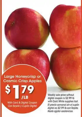 Ralphs Large honeycrisp or cosmic crisp apples offer