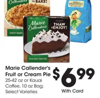 Ralphs Marie callender's fruit or cream pie offer
