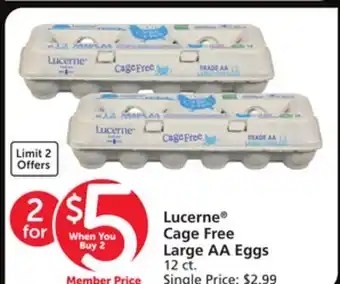 Vons Lucerne cage free large aa eggs offer