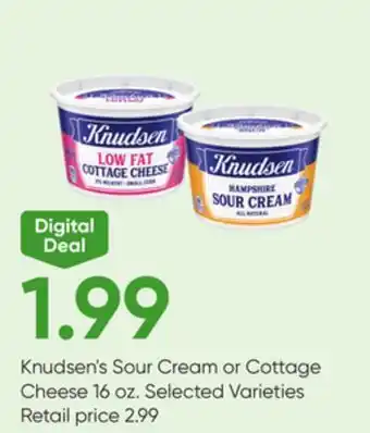 Stater Bros Knudsen's sour cream or cottage cheese offer