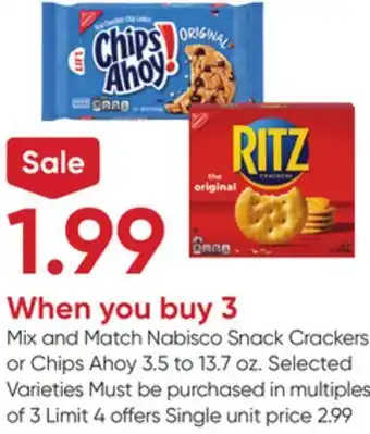 Stater Bros Nabisco snack crackers or chips ahoy offer