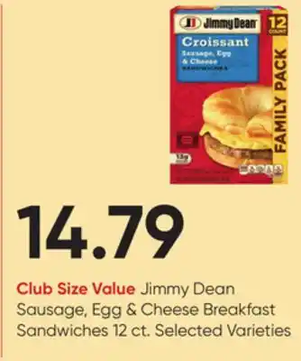 Stater Bros Jimmy dean sausage, egg & cheese breakfast sandwiches offer