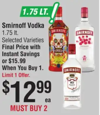 Smart & Final Smirnoff vodka offer