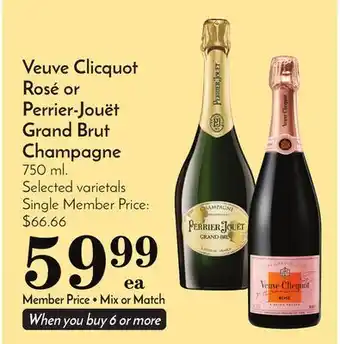 Pavilions Veuve clicquot rosé or perrier-jouët grand brut champagne offer