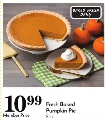 Pavilions Fresh baked pumpkin pie offer