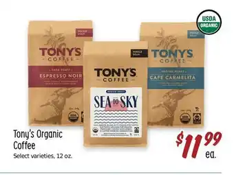 Sprouts Farmers Market Tony's organic coffee offer