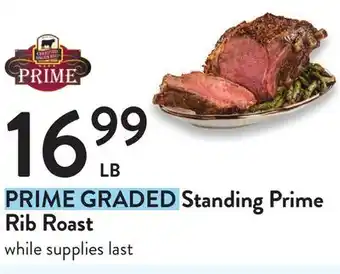 Fresh Thyme Prime graded standing prime rib roast offer