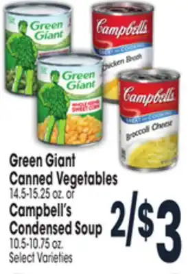 Jewel-Osco Green giant canned vegetables 14.5-15.25 oz. or campbell's condensed soup 10.5-10.75 oz offer