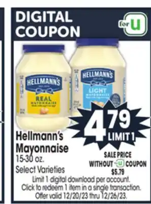 Jewel-Osco Hellmann's mayonnaise offer