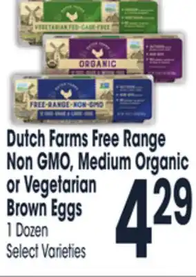Jewel-Osco Dutch farms free range non gmo, medium organic or vegetarian brown eggs offer