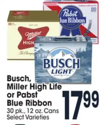 Jewel-Osco Busch, miller high life or pabst blue ribbon offer