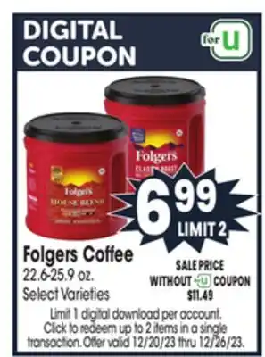 Jewel-Osco Folgers coffee offer