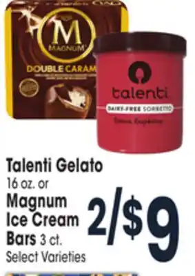 Jewel-Osco Talenti gelato 16 oz. or magnum ice cream bars 3 ct offer
