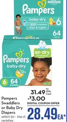 Mariano's Pampers swaddlers or baby dry diapers offer