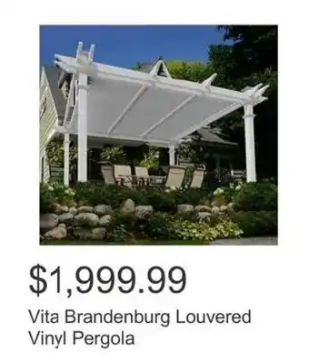 Costco Vita Brandenburg Louvered Vinyl Pergola offer