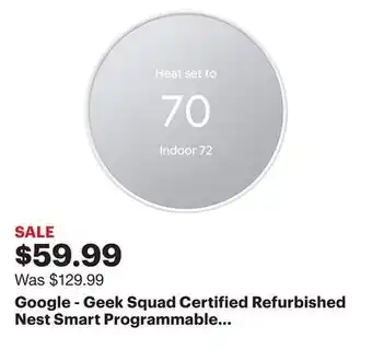 Best Buy Google - geek squad certified refurbished nest smart programmable wi-fi thermostat - snow offer
