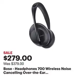Best Buy Bose - headphones 700 wireless noise cancelling over-the-ear headphones - triple black offer