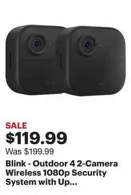 Best Buy Blink - outdoor 4 2-camera wireless 1080p security system with up to two-year battery life - black offer