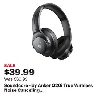 Best Buy Soundcore - by anker q20i true wireless noise canceling over-the-ear headphones - black offer