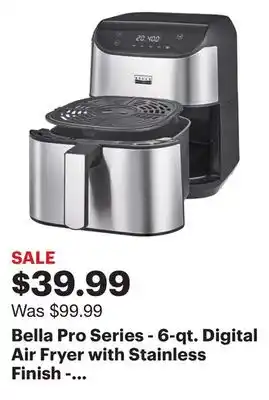Best Buy Bella pro series - 6-qt. digital air fryer with stainless finish - stainless steel offer