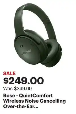 Best Buy Bose - quietcomfort wireless noise cancelling over-the-ear headphones - cypress green offer