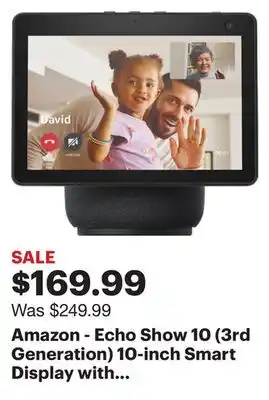 Best Buy Amazon - echo show 10 (3rd generation) 10-inch smart display with alexa - charcoal offer
