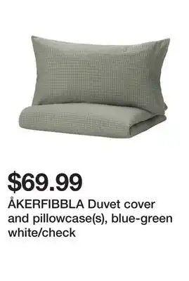 Ikea Åkerfibbla duvet cover and pillowcase(s), blue-green white/check offer