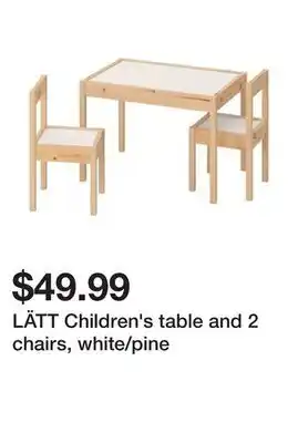 Ikea Lätt children's table and 2 chairs, white/pine offer