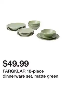 Ikea Färgklar 18-piece dinnerware set, matte green offer