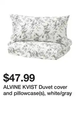 Ikea Alvine kvist duvet cover and pillowcase(s), white/gray offer