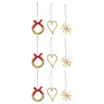 Ikea Vinterfint Hanging ornaments, set of 9, straw offer