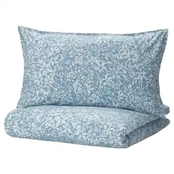 Ikea Sommarslöja duvet cover and pillowcase(s), blue/floral pattern, full/queen (double/queen) offer