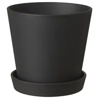 Ikea Smulgubbe plant pot with saucer, indoor/outdoor black, 8 ¼ offer