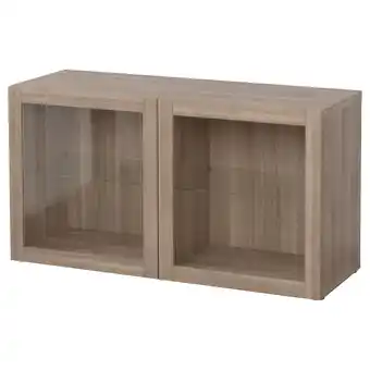 Ikea Bestå shelf unit with glass doors, walnut effect light gray/sindvik gray stained walnut eff clear glass, 47 1/4x15 3/4x25 1/4 offer