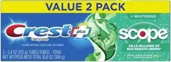 Kroger Crest complete, brilliance, 3d white or pro-health toothpaste offer